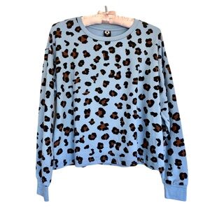 NWOT Circle X Blue Leopard Print Crewneck Sweatshirt